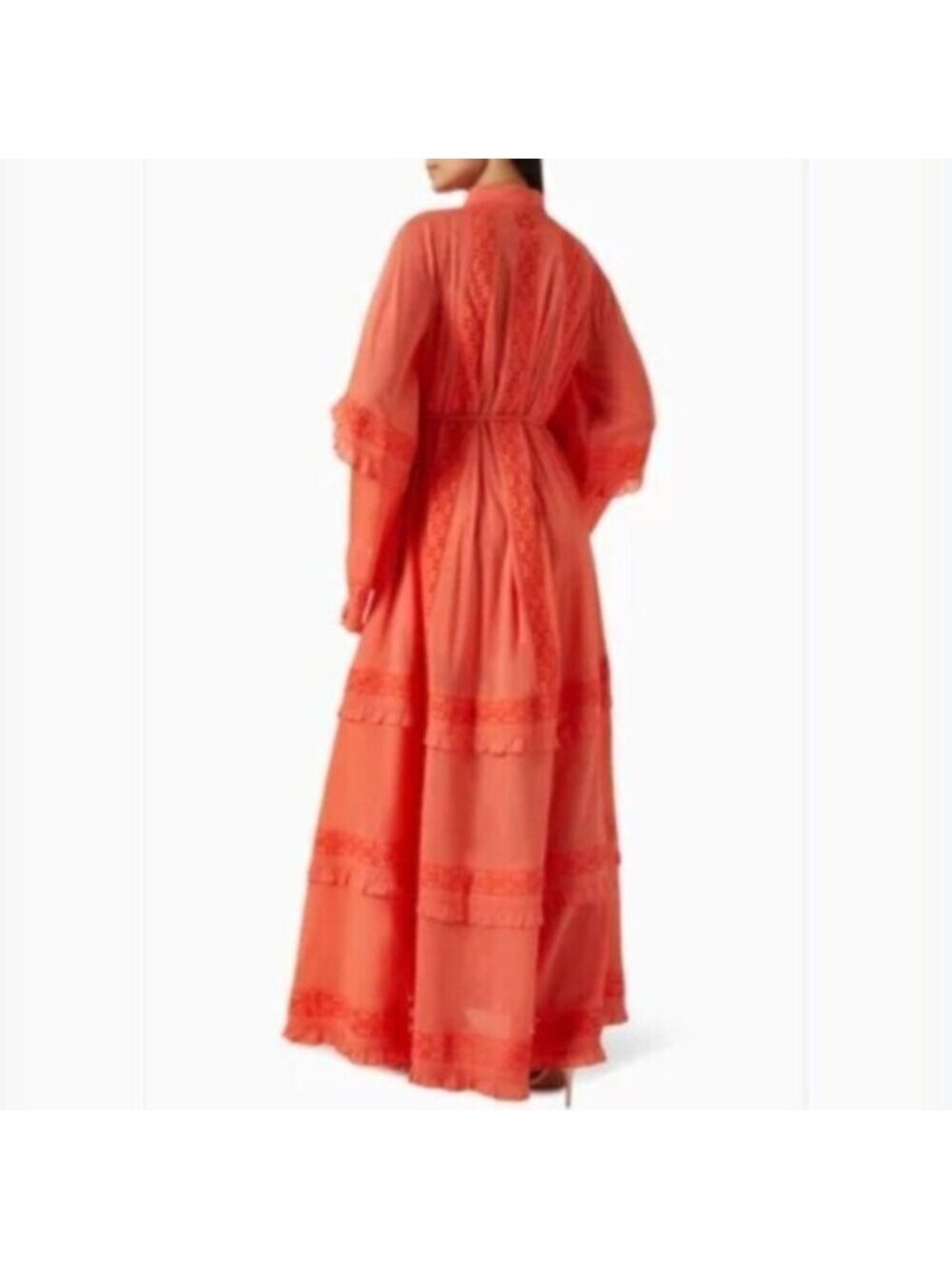 NWT Joslin Coral Oversized Bohemian Bell Sleeve Tiered Ruffle Maxi Dress - Picture 3 of 13